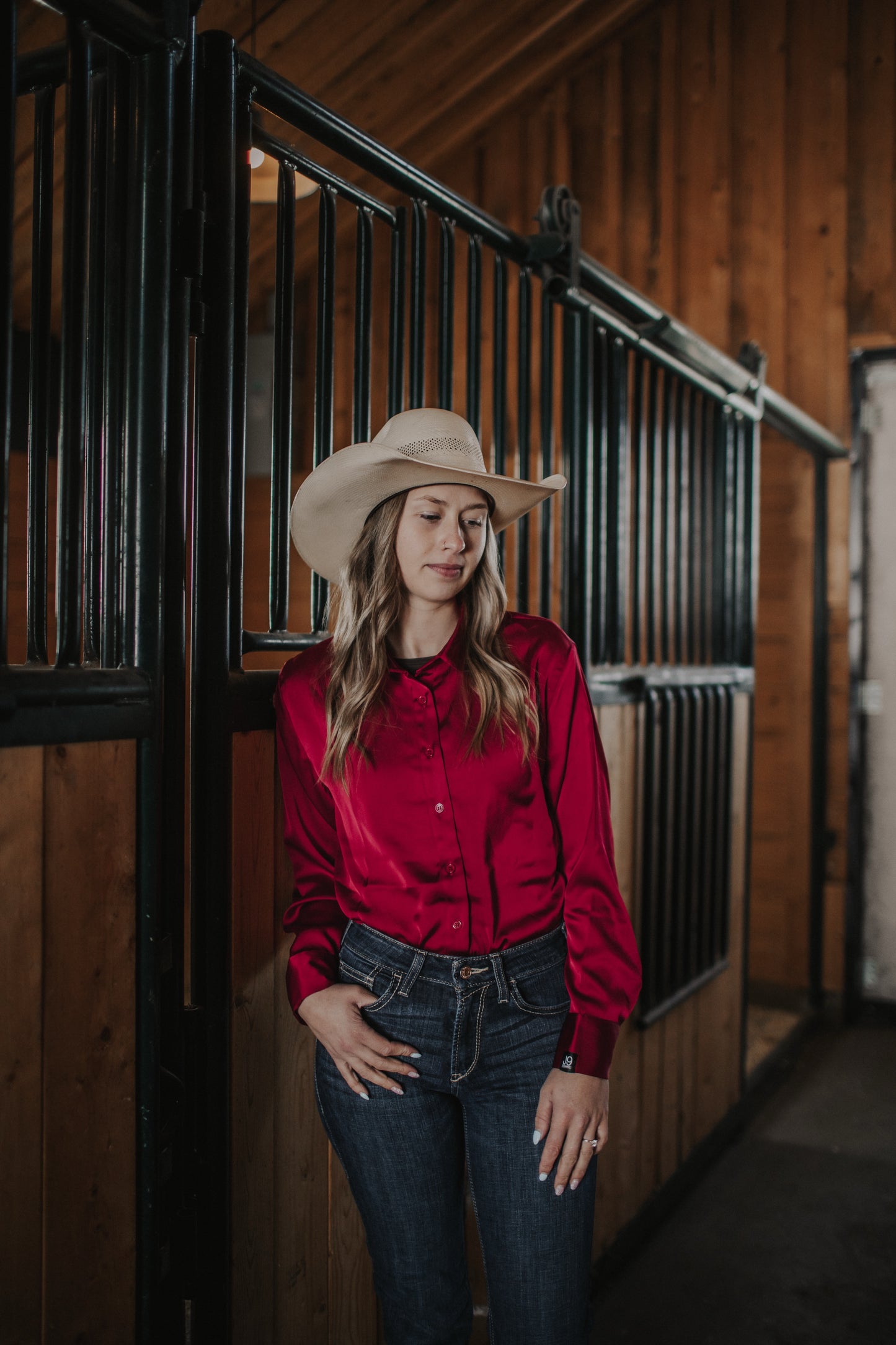 Satin Button-Up Long Sleeve Shirt